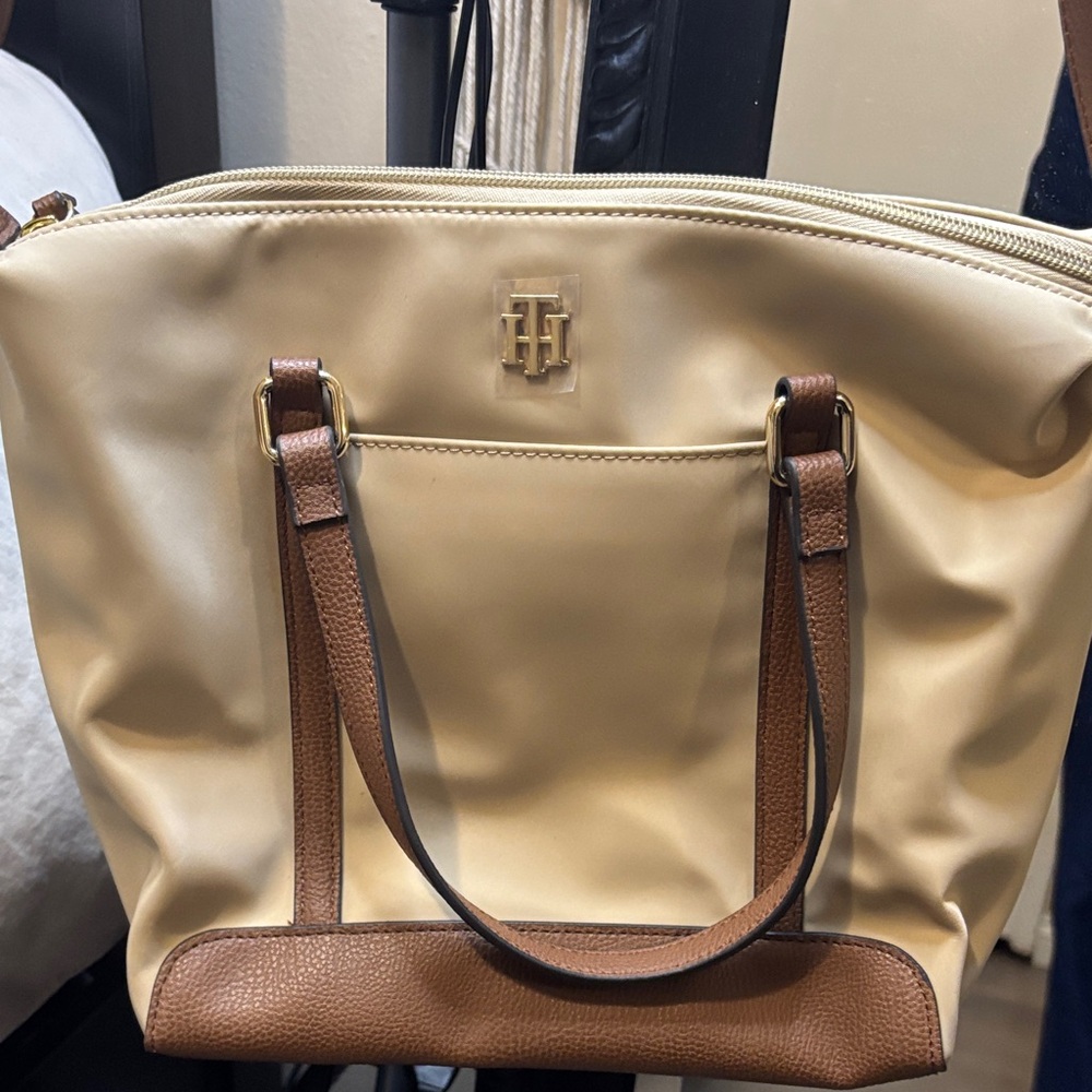 Tommy Hilfiger Tan and Brown Tote Bag